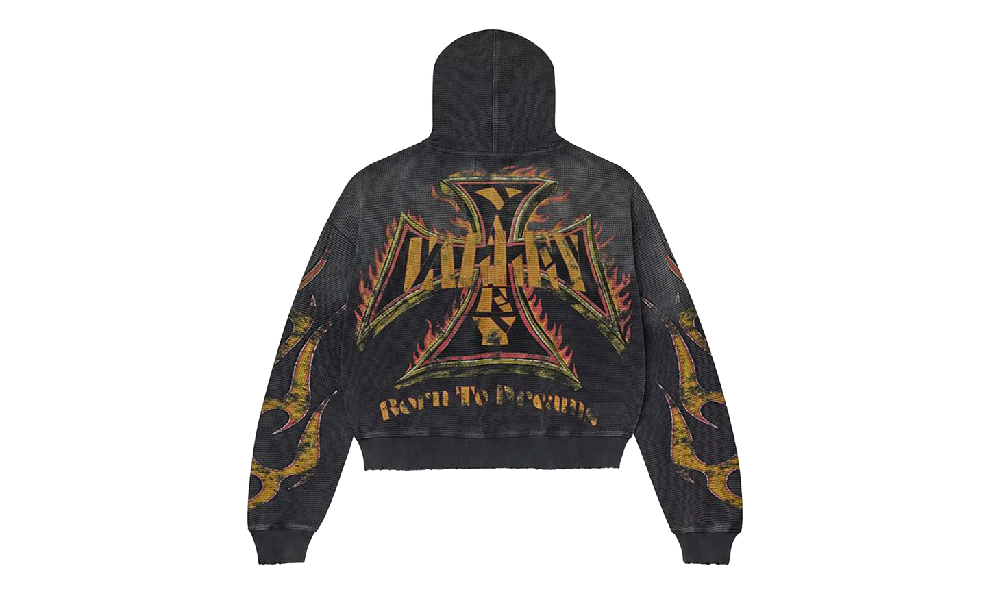 Reborn Waffle Knit Zip Up "Black" VAL139