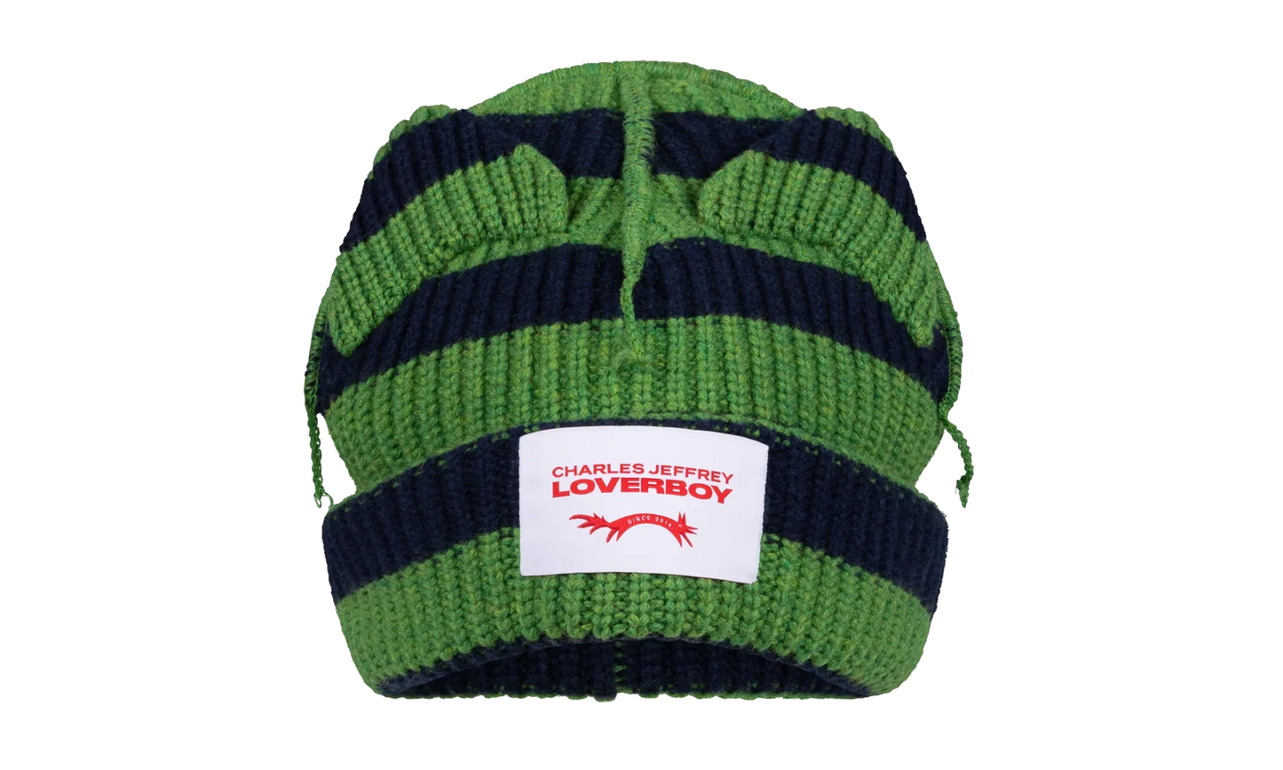 Supersized Chunky Ears Beanie "Green / Navy Stripe" 52132703