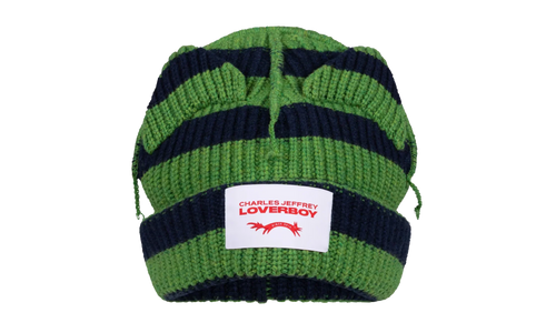 Supersized Chunky Ears Beanie "Green / Navy Stripe" 52132703