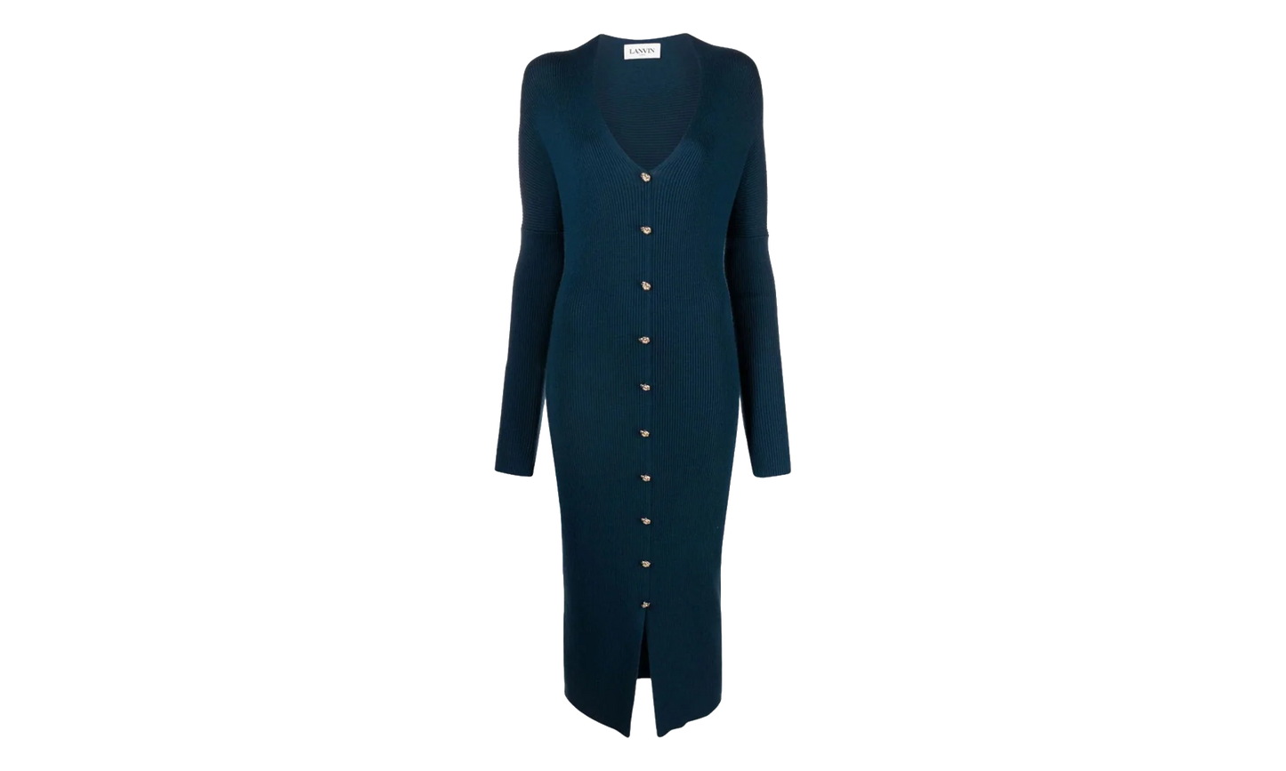 RIBBED LONG BUTTONED DRESS "SAPPHIRE" RW DR0043 K010 H23 271
