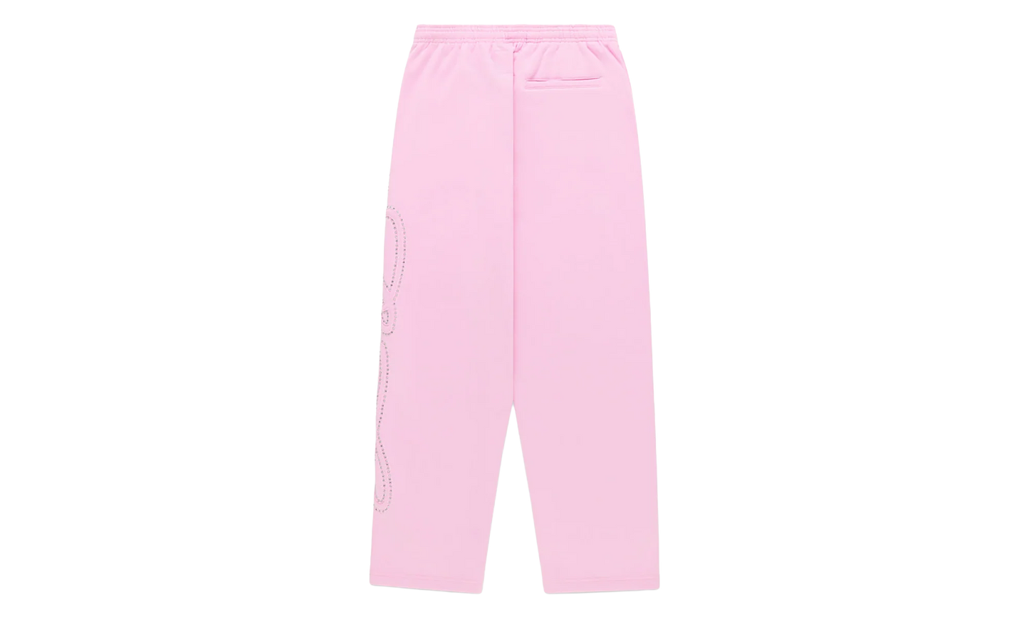 Rhinestone Script Wide Leg Sweatpants "Light Pink" SP5der350
