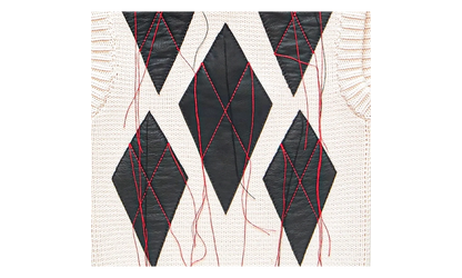 Magliano Leather Argyle Knit Vest "Raw White" S71HA1373D13169102