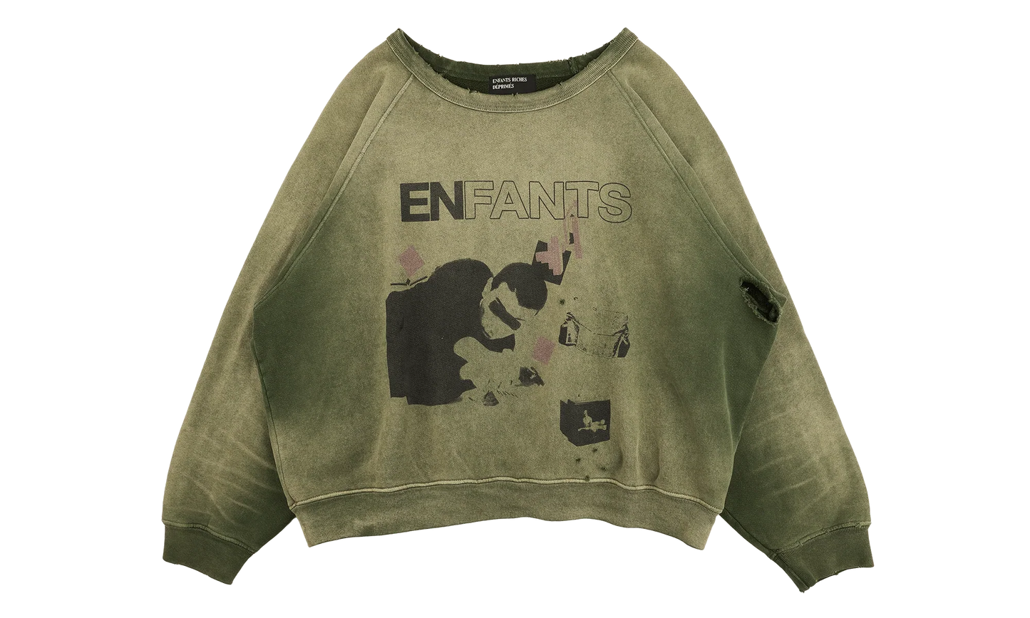 My Death My Life Logo Raglan Crewneck Sweatshirt "Gardener Green" 020 497 GARD