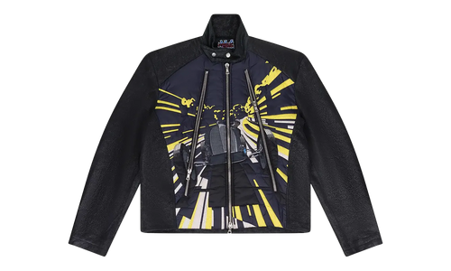 Leather Racing Jacket "Black / Yellow" LRJ001