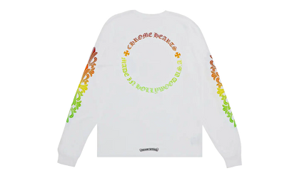 Floral Sleeve Gradient Long-Sleeve T-Shirt "White" CHRM1142