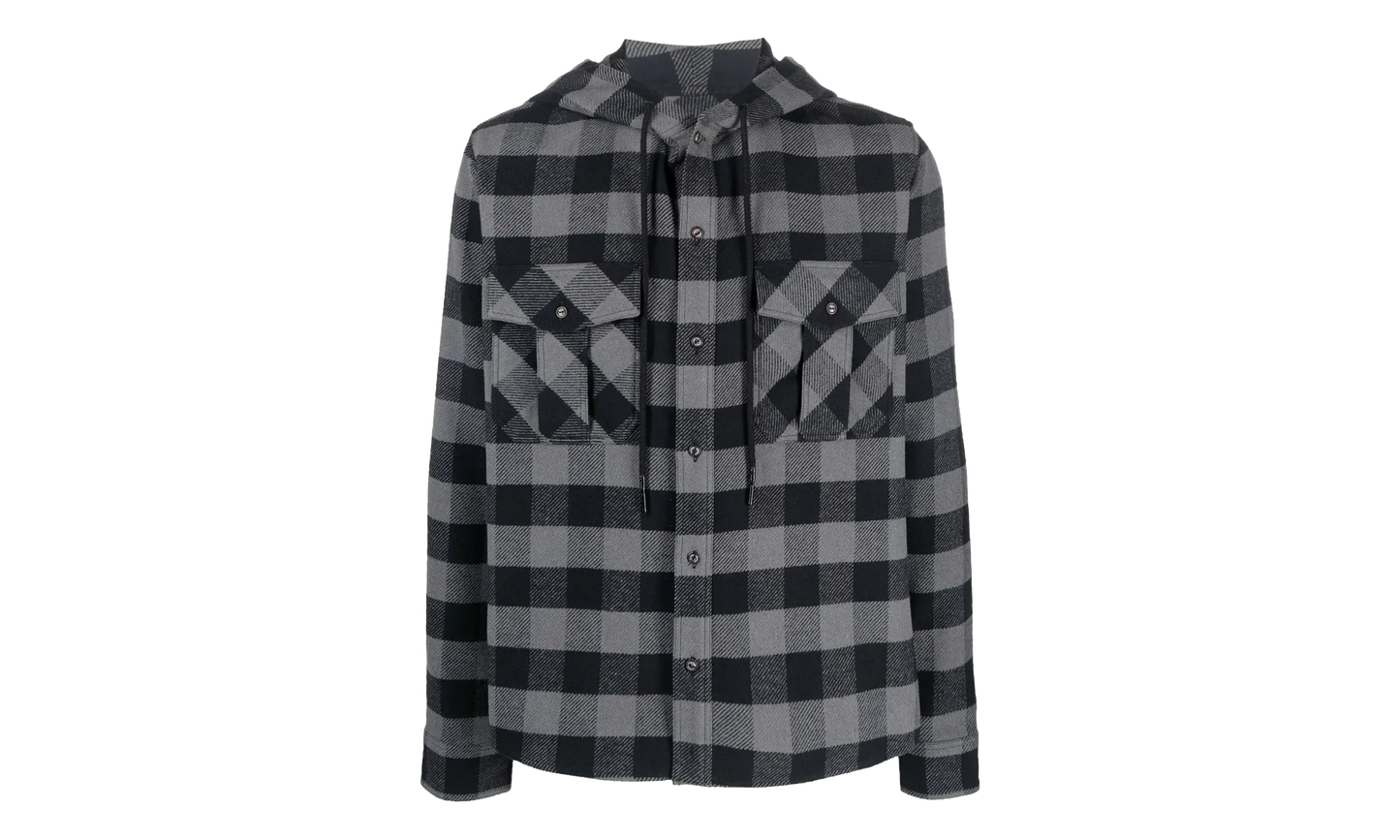 Arrow Hoodie Flannel Shirt "Black / White" OMGA125F21FAB0010501