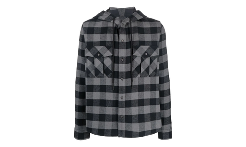 Arrow Hoodie Flannel Shirt "Black / White" OMGA125F21FAB0010501