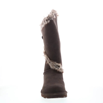 Bearpaw Sheilah 2139W-205 Womens Brown Suede Slip On Casual Dress Boots