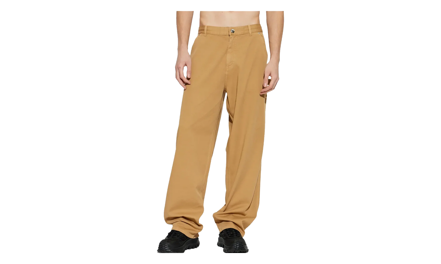 Button Up Zipper Straight Leg Trousers "Camel" MON52