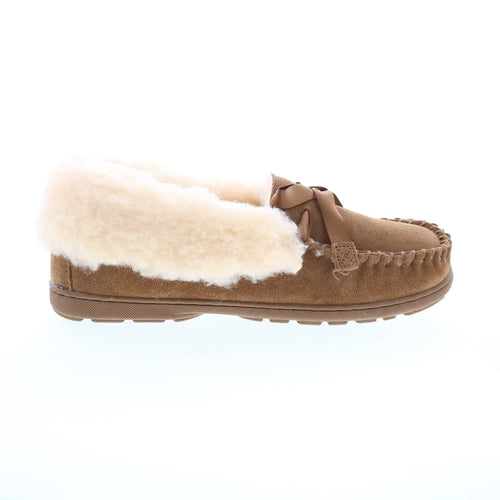 Bearpaw Indio 2165W-220 Womens Brown Suede Slip On Loafer Slippers Shoes