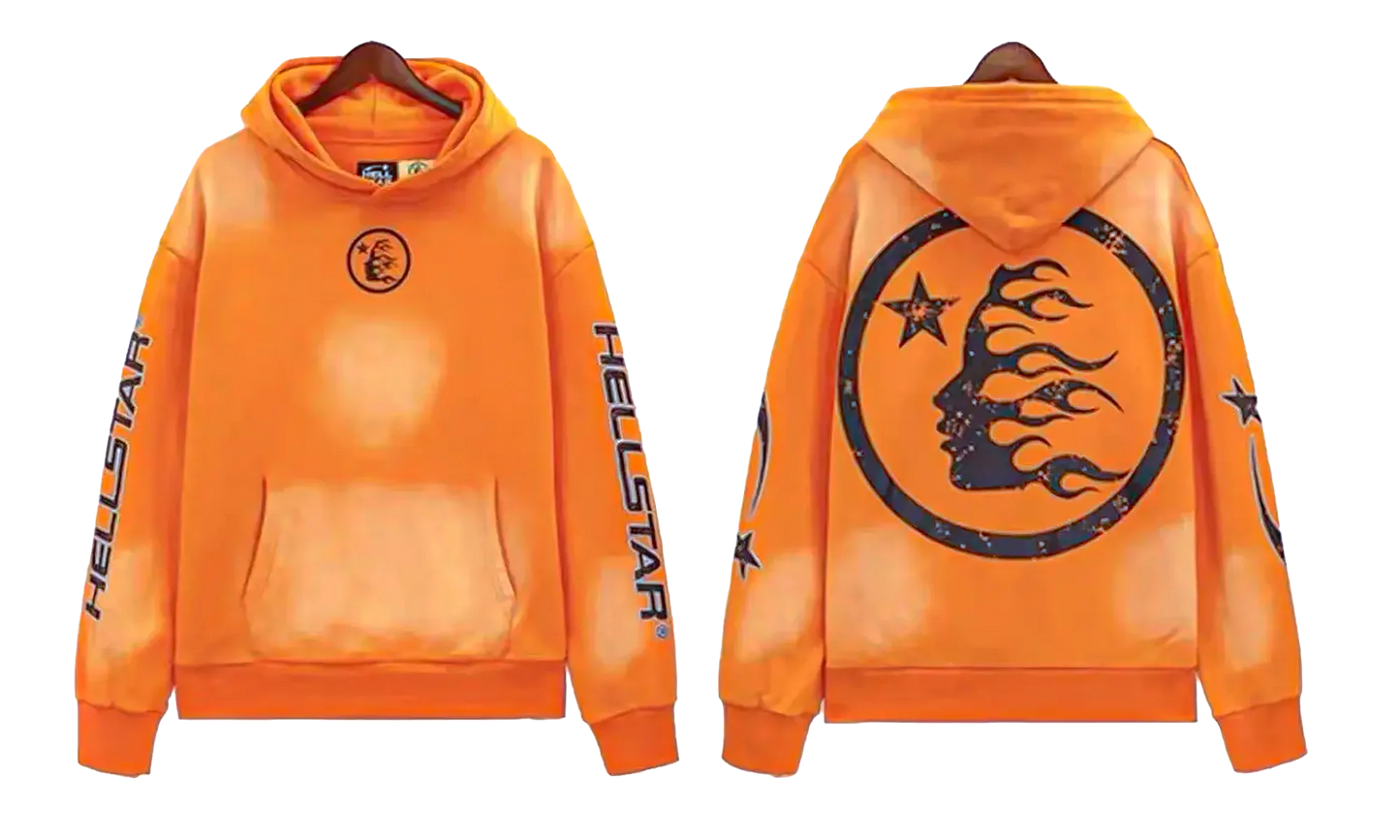 Fire Hoodie with Closed Elastic Bottom Sweatpants (Full set) "Orange" HSR134
