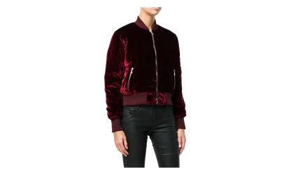 Velvet Satin Bomber Jacket "Burgundy" MOS017 652