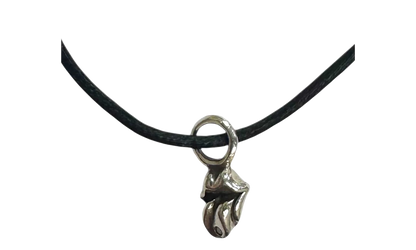 The Rolling Stones Diamond Lips Pendant Cord Bracelet "Black Silver" CHRM1124