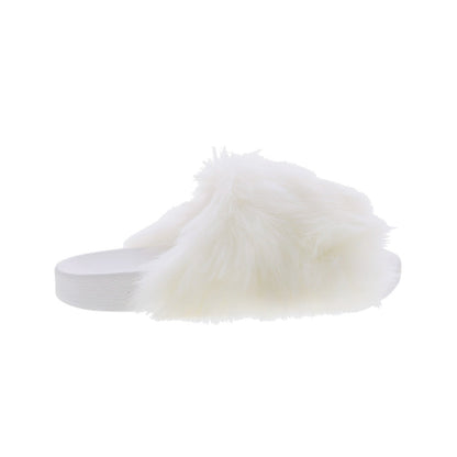 Bearpaw Lucinda 2688W-010 Womens White Synthetic Slip On Slides Sandals Shoes