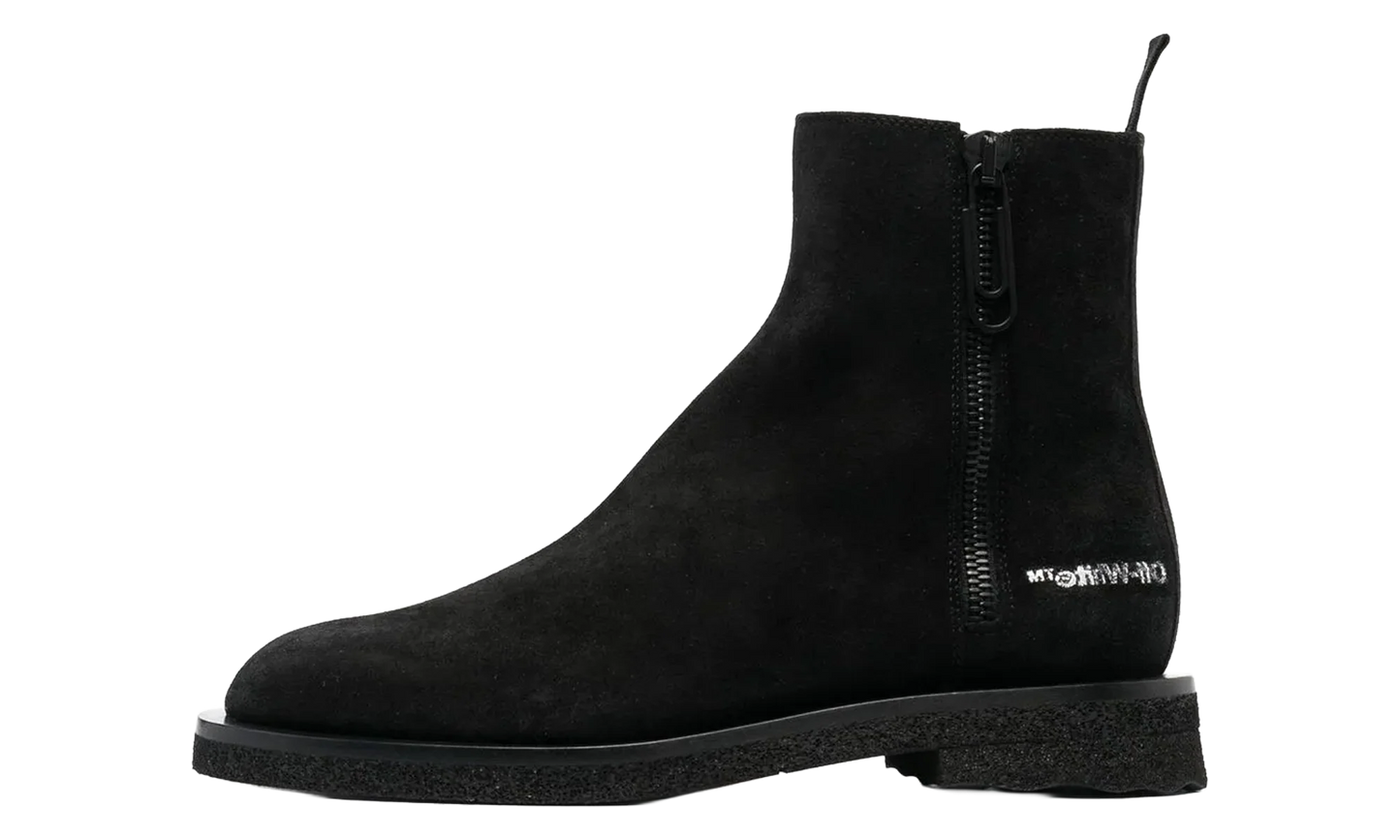 Suede Sponge Sole Ankle Boot "Black" OMID011F22LEA0011010