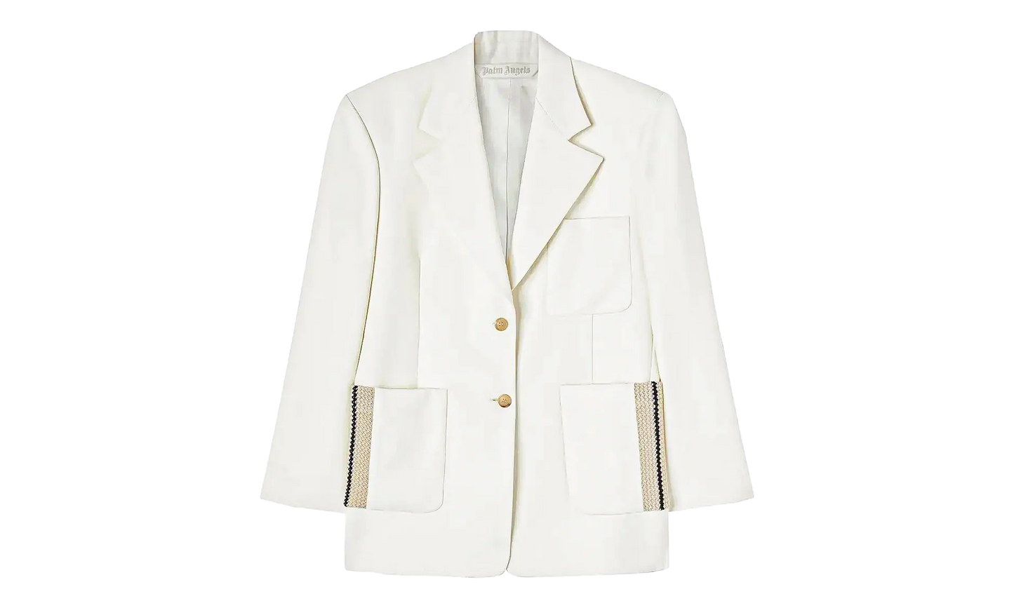 Single Breasted Tailored Blazer "White" PWEN028S23FAB0020403