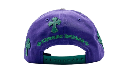 Embroidered Leather Cross Patch Baseball Hat "Purple / Green" CHRM0753