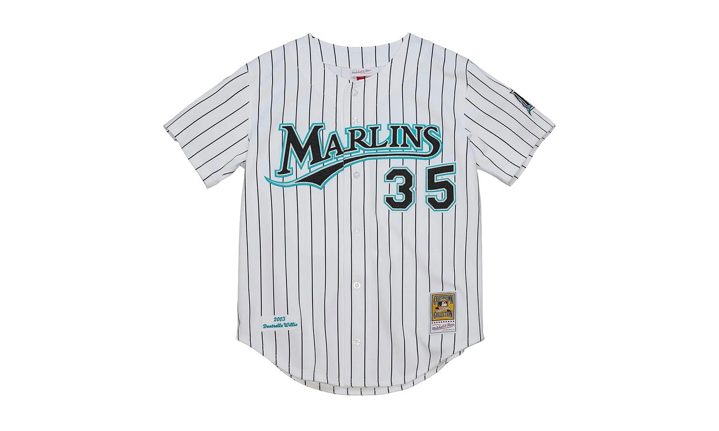 MLB Dontrelle Willis Home World Series Jersey "2003 Florida Marlins – White / Black" AJY15338 FMA03DWSWHBK