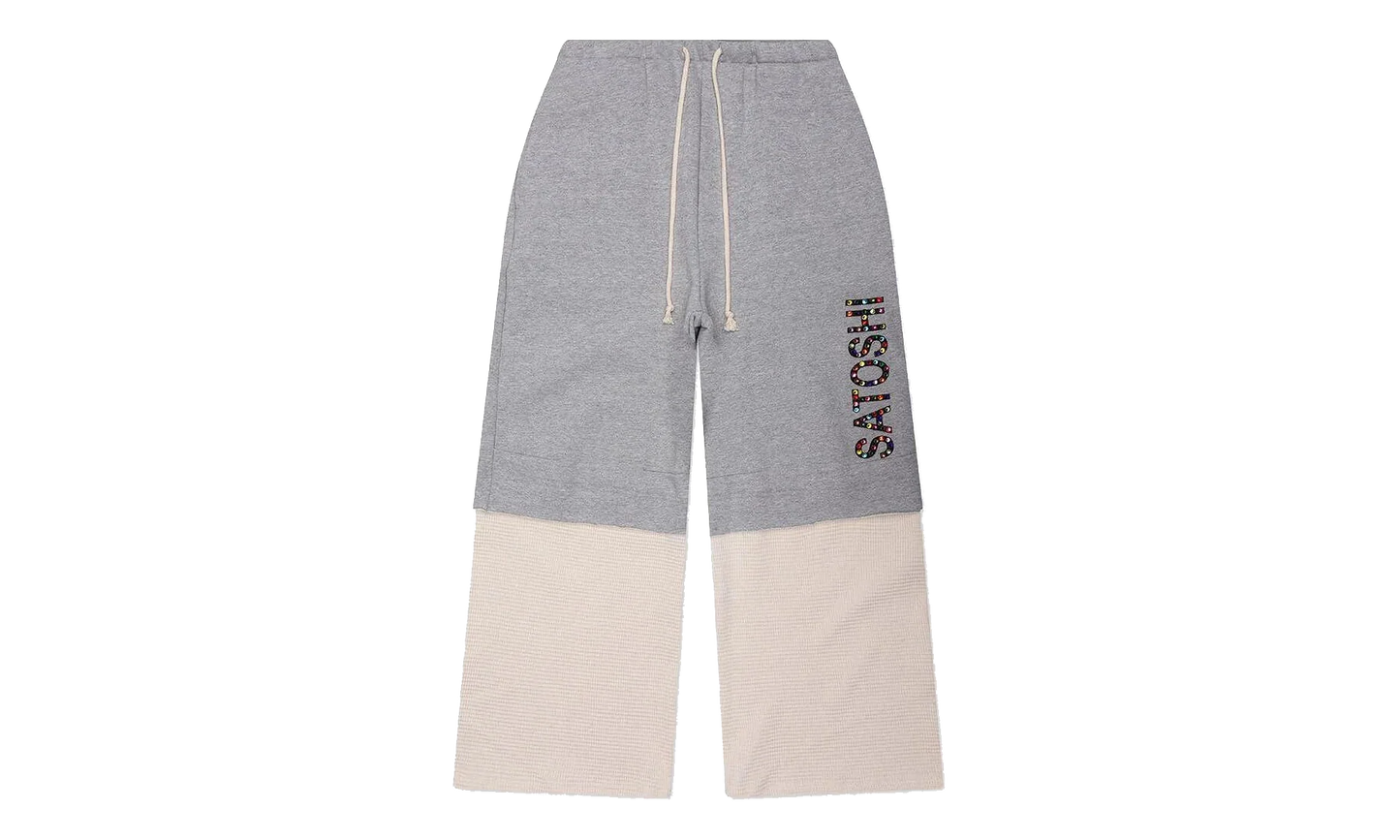 Double Layer Studded Sweatpant "Heather White" SAT005
