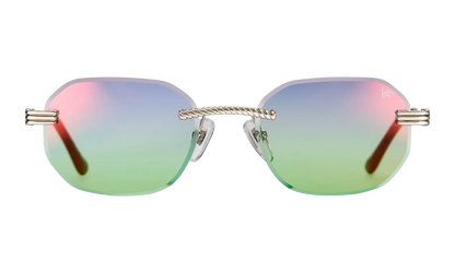 Hustler Rimless Drill Mount 24KT "White Gold / Electric Blue / Green" DMHU2 0060 50A1