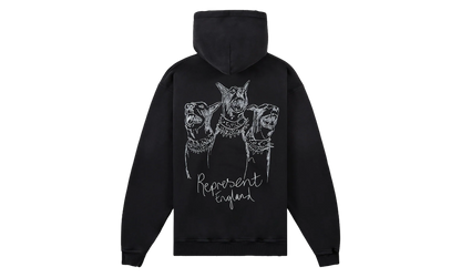 Hand Drawn Thoroughbred Dogs Hoodie "Aged Black" MLM100556 03