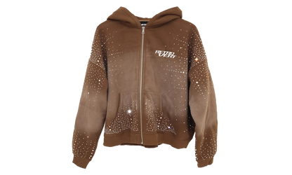 Rhinestone Zip Up Jacket "Brown" RET029