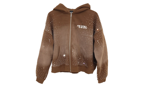 Rhinestone Zip Up Jacket "Brown" RET029