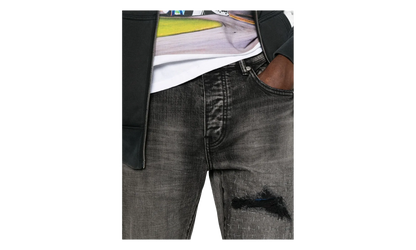 P001 Plaid Patch Jeans "Washed Black" P001 SYDB425