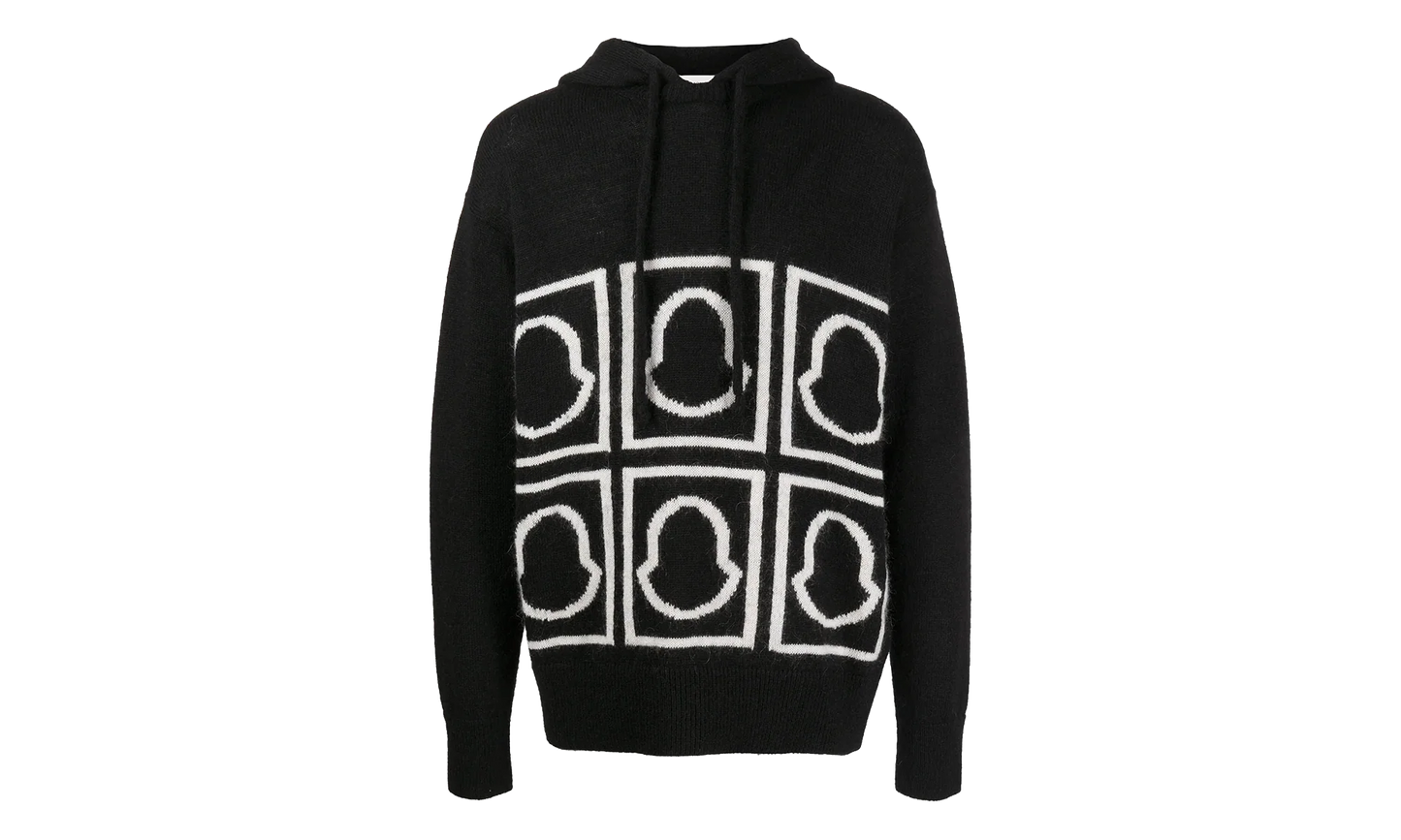 Logo-Intarsia Knitted Hooded Sweatshirt "Black" MON10