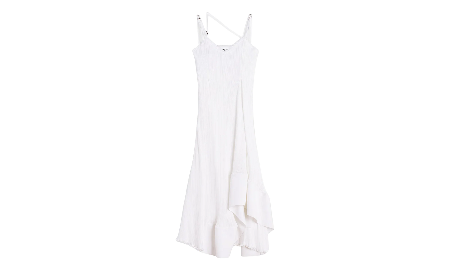 PLEATED STRAP LONG DRESS "White" RW DR0014 5904 P24 001