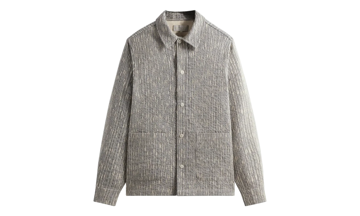 Slub Boucie Boxy Collared Overshirt "Ink Navy" KHM031816 432