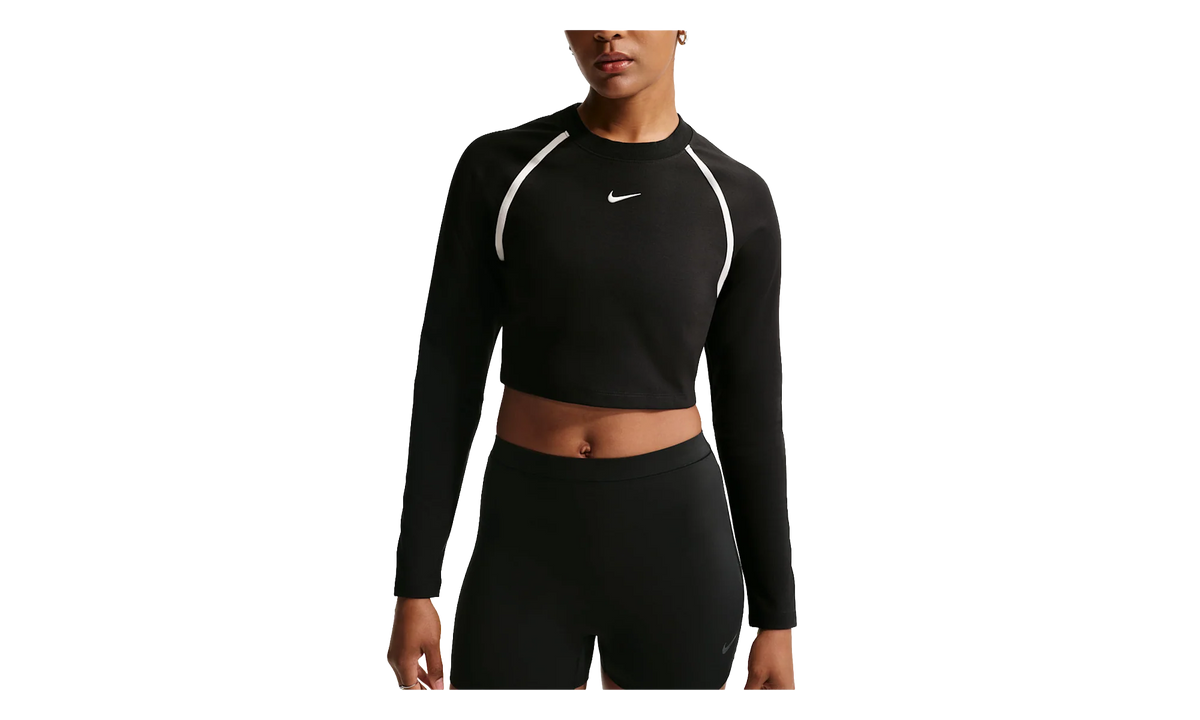 Sportswear Tight Long-Sleeve Cropped Top WMNS "Black / Black / Chalk / Chalk" IF0338 010
