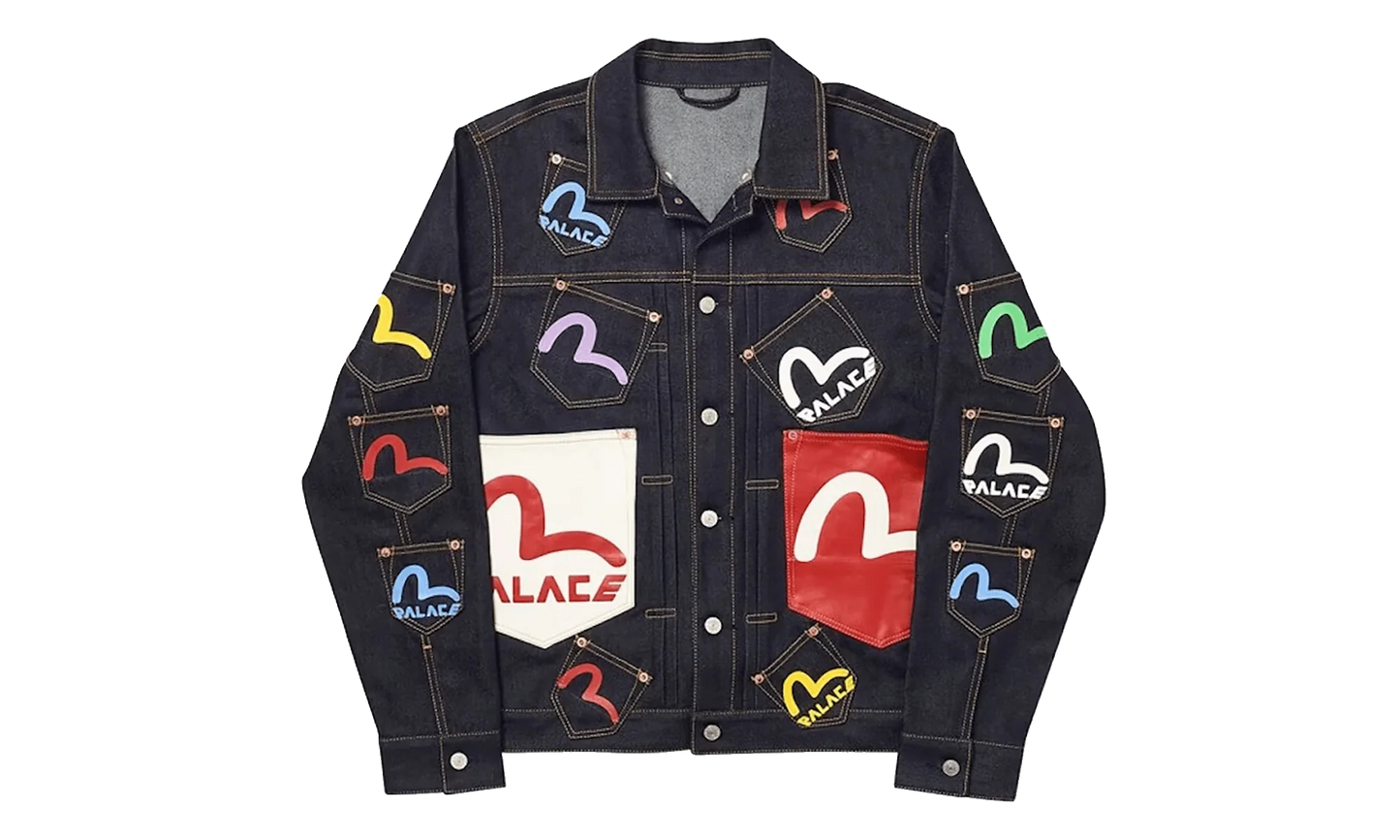 Palace x Evisu Logo Denim Jacket "Indigo Multi" p0130
