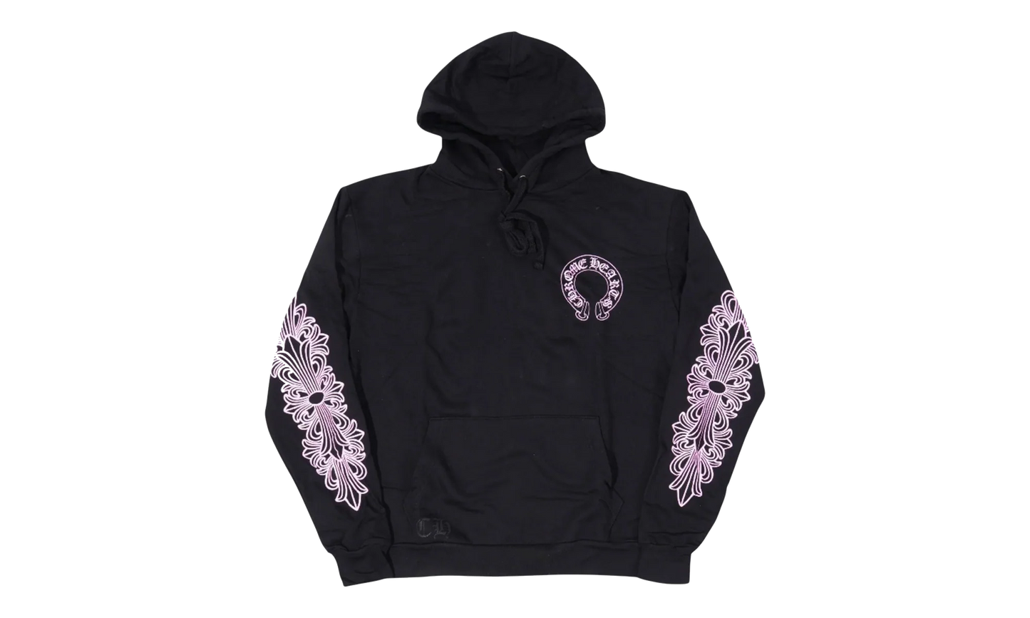 Glitter Shoulder Floral Logo Hoodie "Black / Purple - Friends & Family" CHRM1106