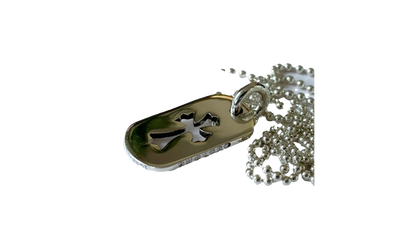 Small Cross Dog Tag & Ball Chain "Silver" CHRM0722