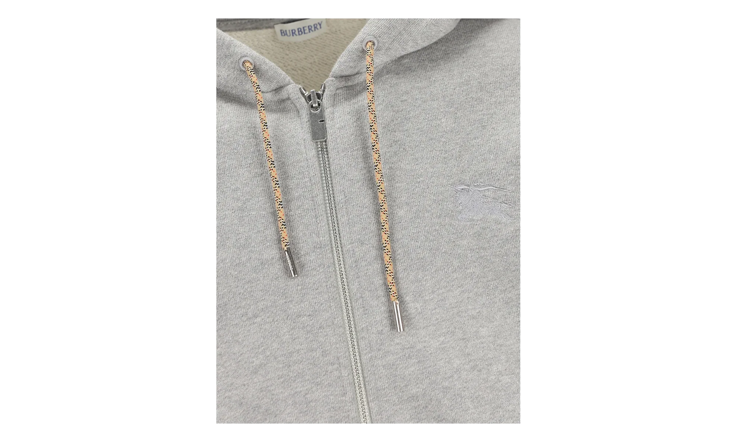 Rory Check Zip-Up Hoodie "Pale Grey Melange" 8120756