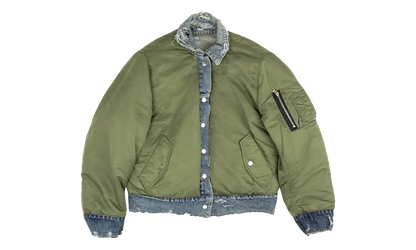 Reversible Denim Trucker Jacket "Indigo Olive Green" WORTB NYLINO BLUE