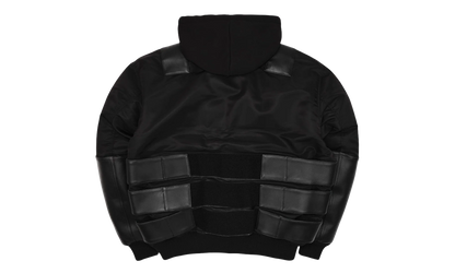 Opium K9 Dogbiter Hooded Leather Bomber Jacket "Black Silver" PP028