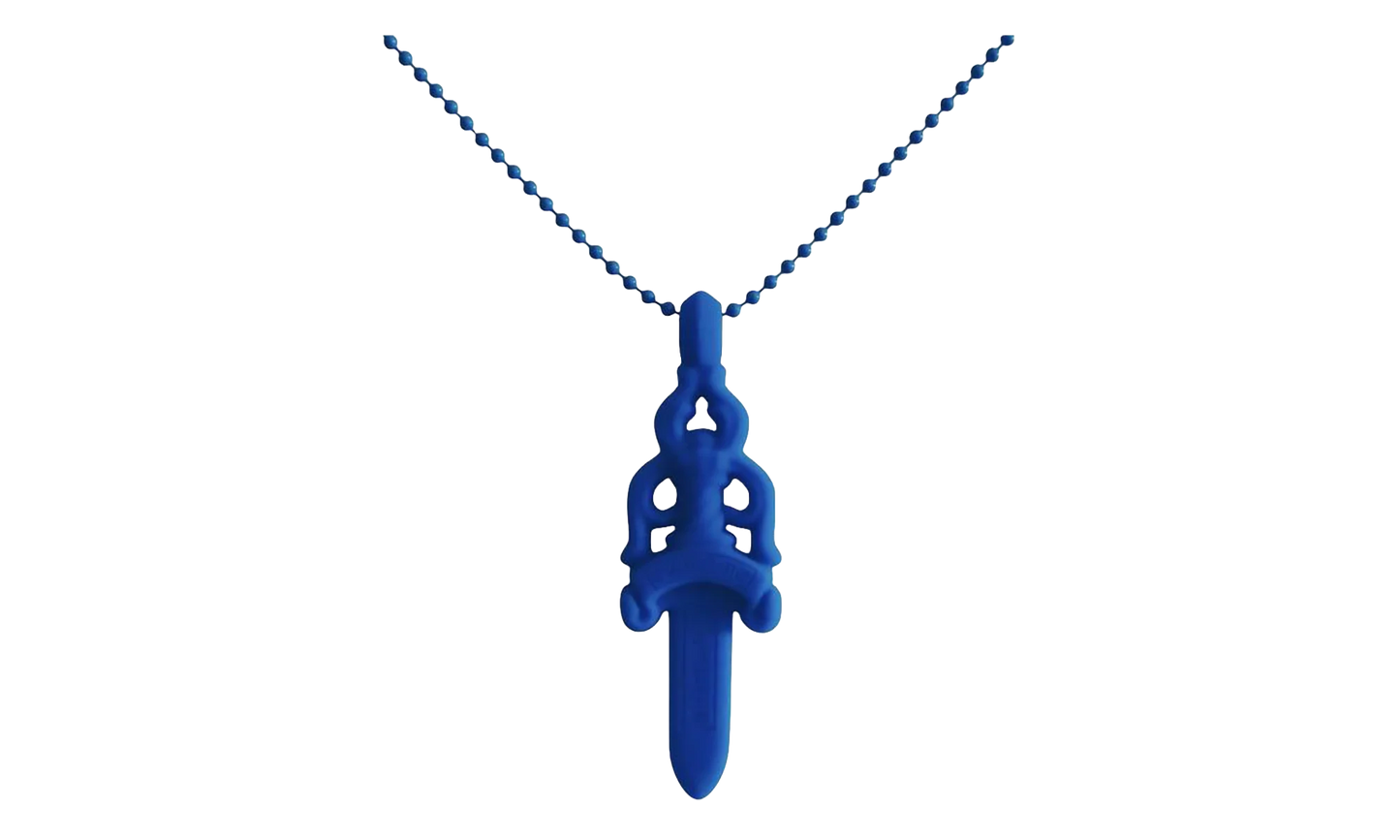 Silicone Dagger Pendant Ball Chain Necklace "Blue" CHRM0887