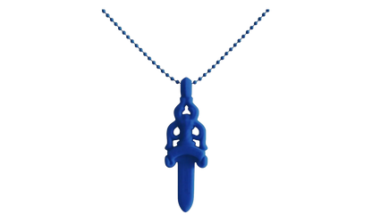 Silicone Dagger Pendant Ball Chain Necklace "Blue" CHRM0887