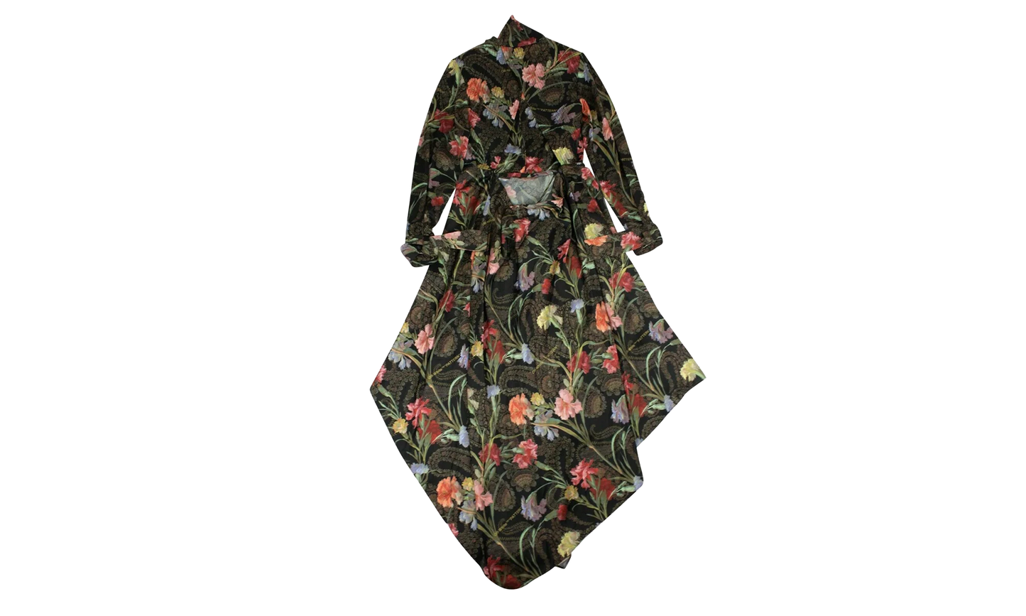 Floral Long Draped Dress "Black" 82NGG-OW-254