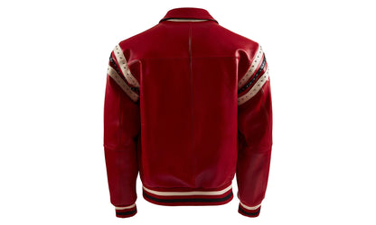 Encrusted Varsity Jacket "Red / Ivory" PP012