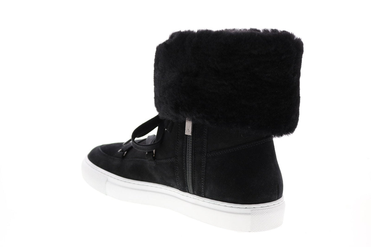 Aquatalia Valarie Suede Shearling Womens Black Suede Zip Laced Boots