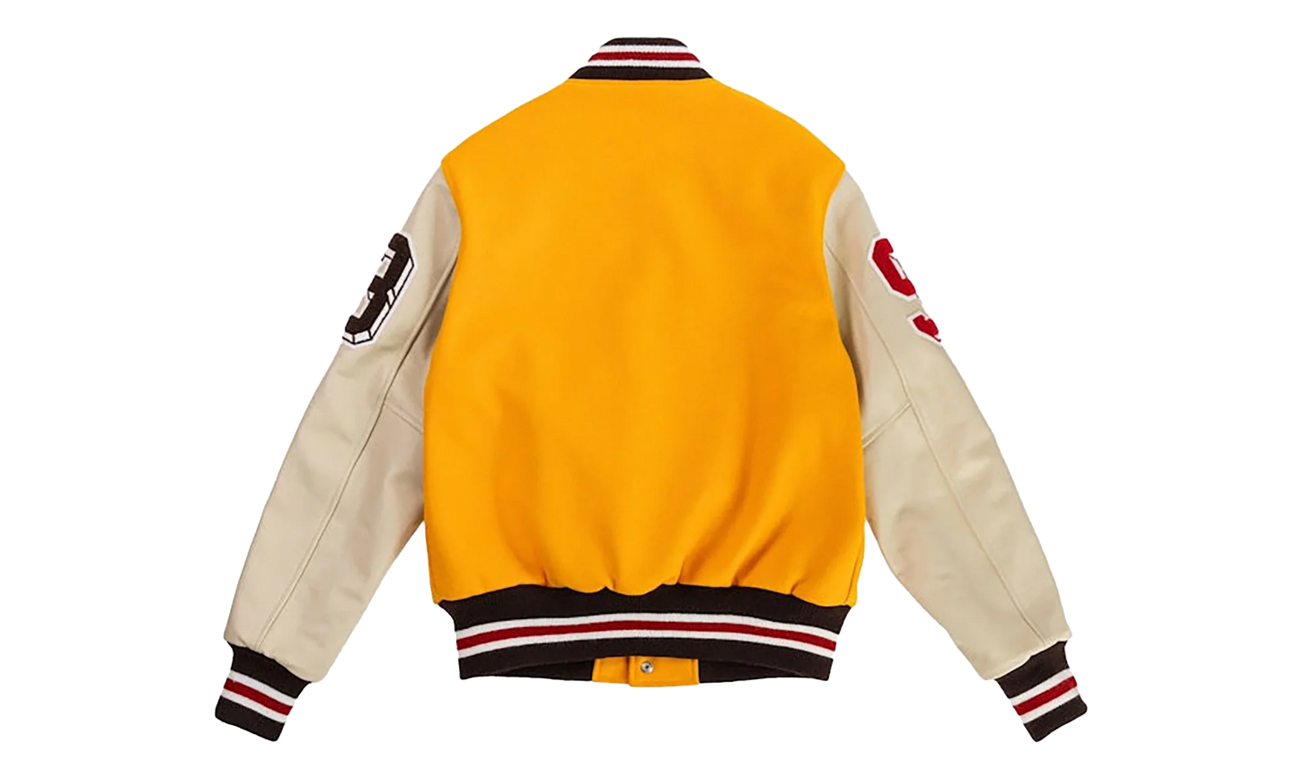 EE VARSITY LETTERMAN WOOL/LEATHER JACKET "Yellow/Red" EE829