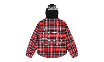 HOODED ZIP FLANNEL SHIRT JACKET "Red Plaid" SP5der284