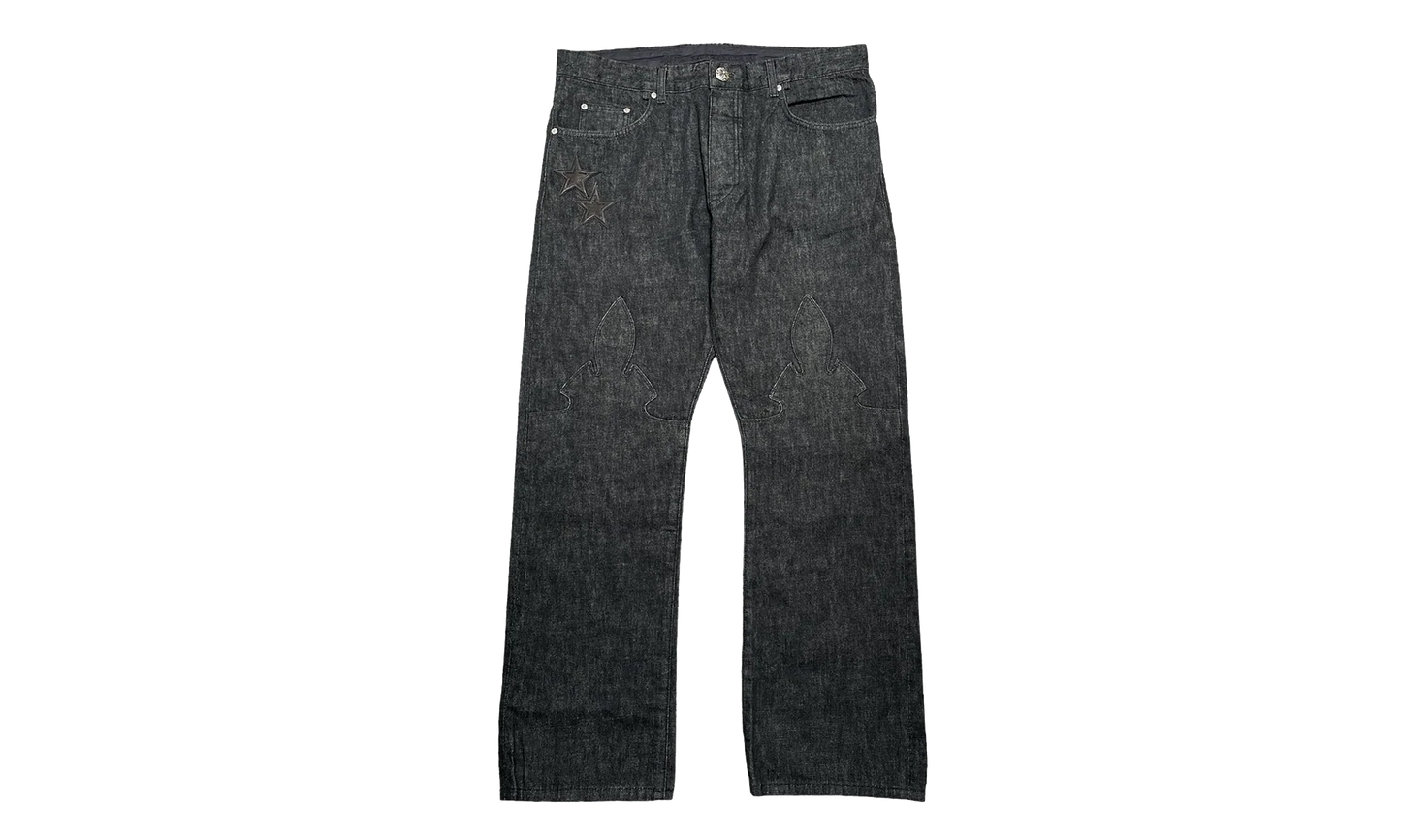 Leather Star Patch Denim Jeans "Washed Raw Denim Black" CHRM1109