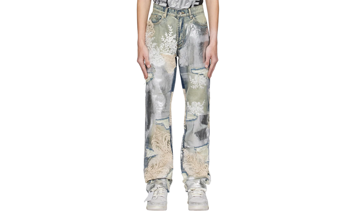 Metal Lace Jeans "Sky" 232389M186003