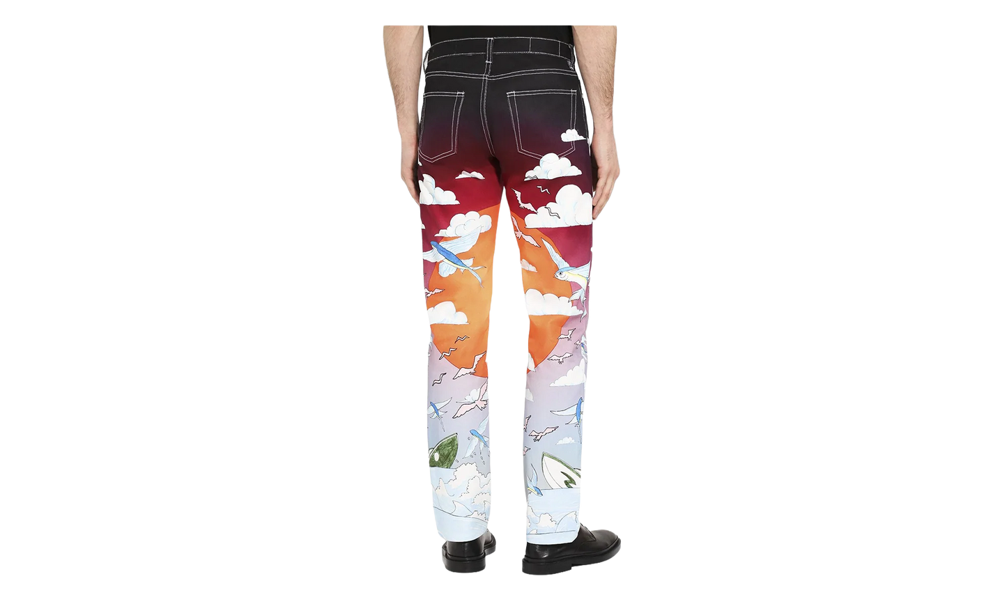 Casablanca Shell Print Denim Pants "White" MS20-TR-002