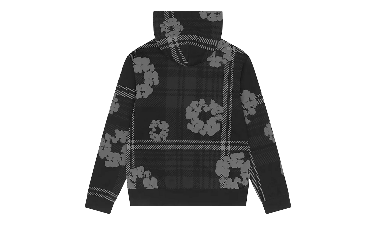 Plaid Cotton Wreath Zip Hoodie "Black" DT390