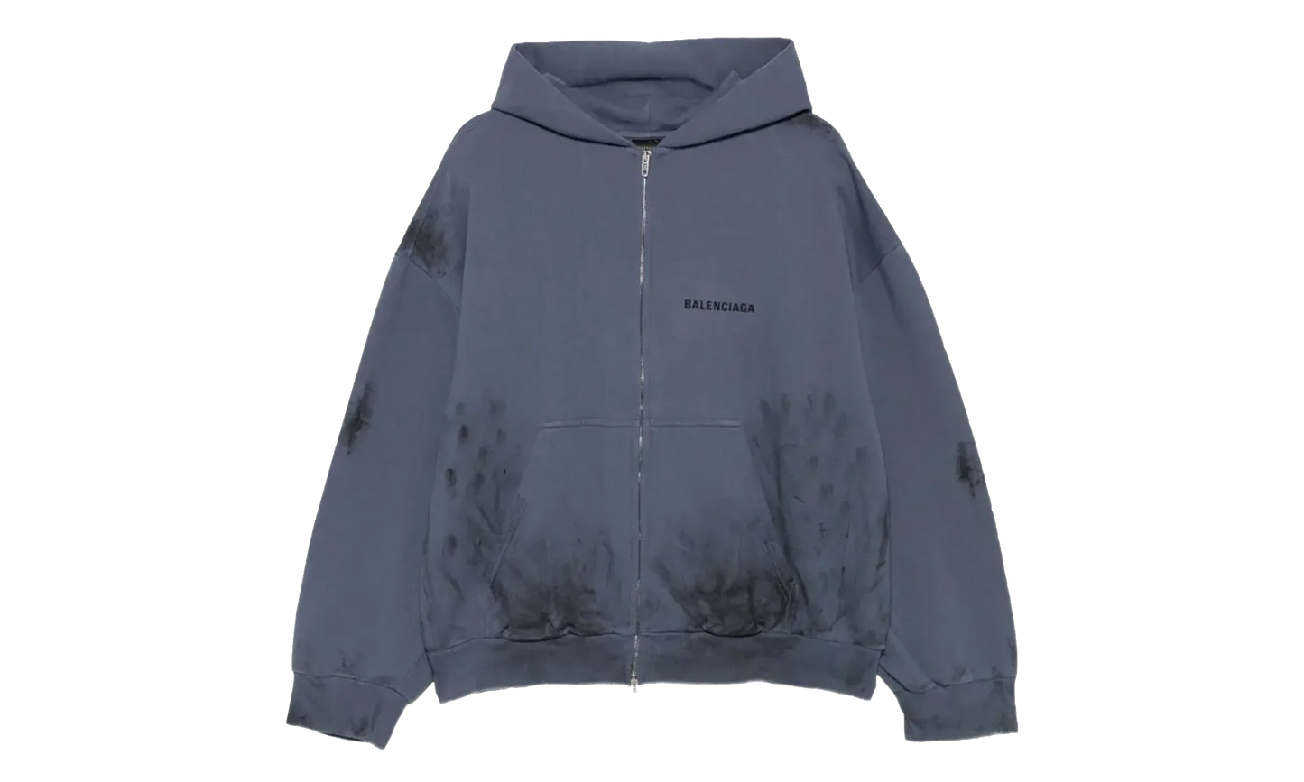 Back Zip Up Hoodie Regular Fit "Faded Dark Blue / Black" 803264 TTVG1 3364